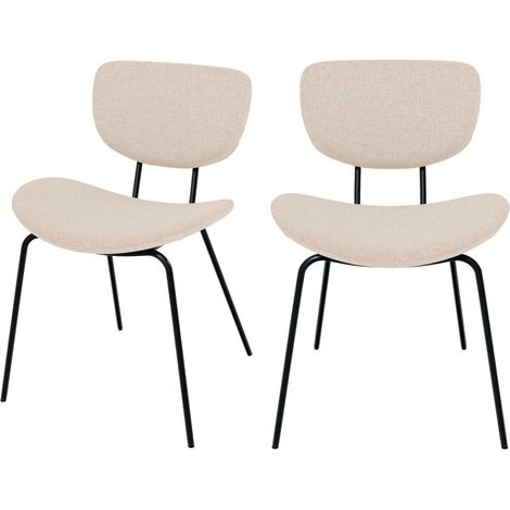 Lot de 2 chaises en tissu beige et pieds en métal noir - VERNER