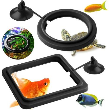 Fish Feeding Ring, 2 Pieces for Aquarium Fish Turtle Tank Accessories Feeding Circle (Black) (1/5)