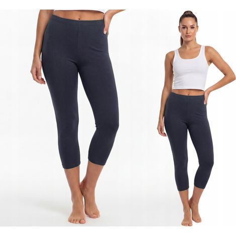 3/4-Leggings aus Baumwolle, polnischer Hersteller, Farbe Anthrazit, Größe L (1/4)