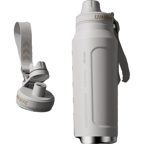 Botella de agua isotérmica de acero inoxidable, capacidad de 1 L, 1,0 L-c, 700 ml BLANCA (1/2)
