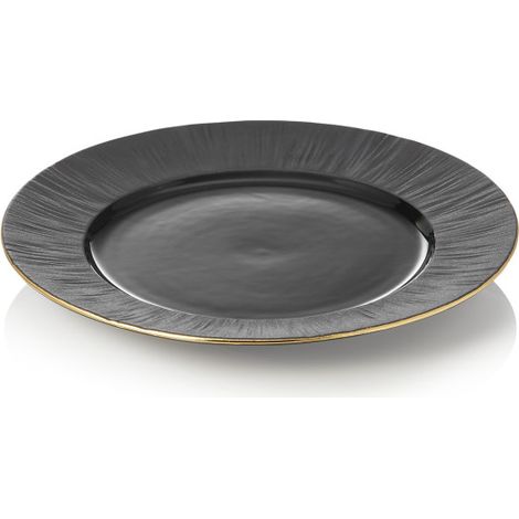 Assiette plate Ø 22 cm noir bord doré MAYA KURO lot de 4 - Was Germany (1/2)