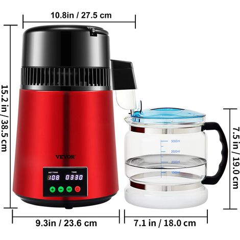 4L distillateur d'eau purificateur filtre 1 L/H distributeur de vitesse de distillation bouteille adoucisseur écran tactile usage domestique-Bourgogne (1/5)