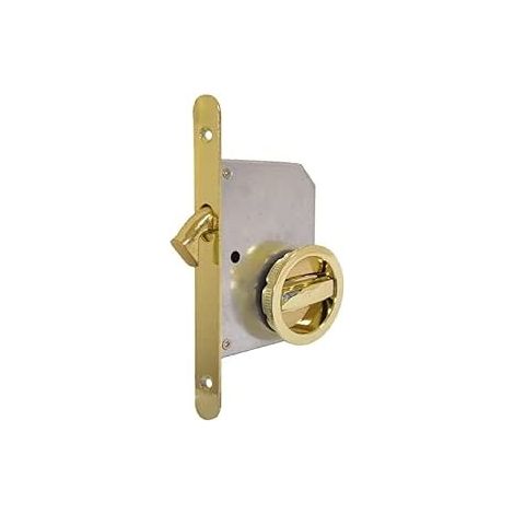 Kit Serratura Porta Scorrevole Con Nottolino Tondo, Ottone