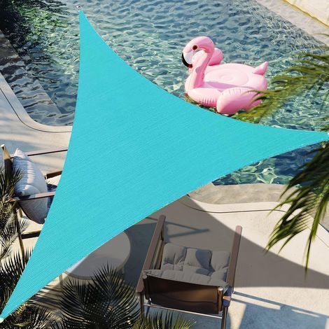 Voile d'ombrage triangulaire turquoise 3 65 mx 3 65 mx 3 65 m tissu résistant anti UV fabrication sur mesure (1/5)