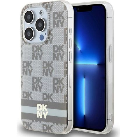 DKNY DKHMP15XHCPTSE iPhone 15 Pro Max 6,7" beige/beige Hartschalen-Schutzhülle mit IML-Karomuster und bedruckten Streifen, MagSafe (1/5)