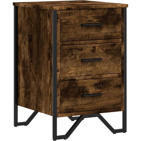 Comodino con 3 cassetti 40 x 41 x 60 cm multistrato marrone e metallo DEC033634