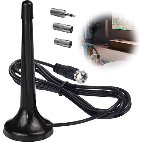 Antenne Radio FM/Dab 75 Ohm Télescopique,Réception Haute Précision,Base Magnétique Ultra Stable,Installation Plug & Play,Compatible avec Récepteurs Stéréo,Systèmes Hi FI,Radios Portables (1/5)