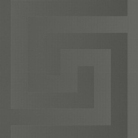 Papier peint géométrique gris anthracite Tapisserie motif clé grecque Papier peint intissé luxe effet brillant idéal pour salon (1/2)