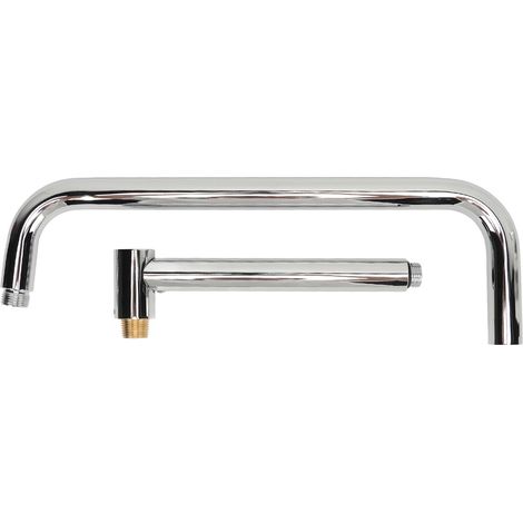 Rallonge de pommeau de douche avec bride, bras de douche mural en forme de S, flexible de douche rotatif en acier inoxydable pour salle de bain, électroplaqué (1/5)