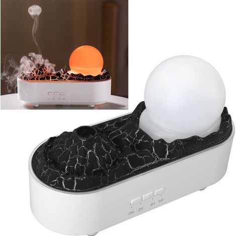 Difusor de aromas Volcán con humidificación (200 ml), luz ambiental y temporizador (2/4/6 horas) para uso doméstico (blanco) (1/5)