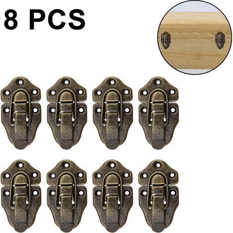 Fermeture À Basculante Rétro - 56 x 40 mm - En Fer Galvanisé Vieilli - Pour Boîte À Bijoux Armoire Coffre - Lot De 8 (1/5)