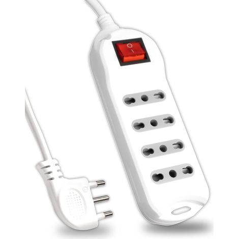 V-TAC Ciabatta Multipresa Elettrica con Interruttore e Cavo da 1,5 Metri - 4 Prese 10/16A Bipasso 2P+T - Con Spina 16A - Presa Elettrica per Casa, Ufficio, Negozio - Colore Bianco (1/5)