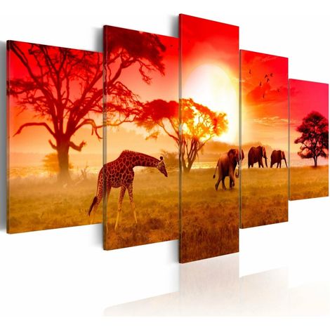 Tableau couleurs ensoleillées de l'afrique - 200 x 100 cm (1/4)