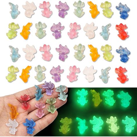 120 Pièces Mini Poisson Rouge Figurine Résine, Multicolore Mini Figurine Animaux, Miniature Décoration, Poisson Rouge Lumineuses en Résine pour Bricolage, Maisons de Poupées, Aquariums (1/5)