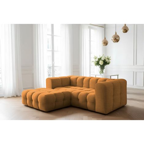 Ecksofa Designersofa SOLVIE XS in Stoff Moly Orange Ottomane Links