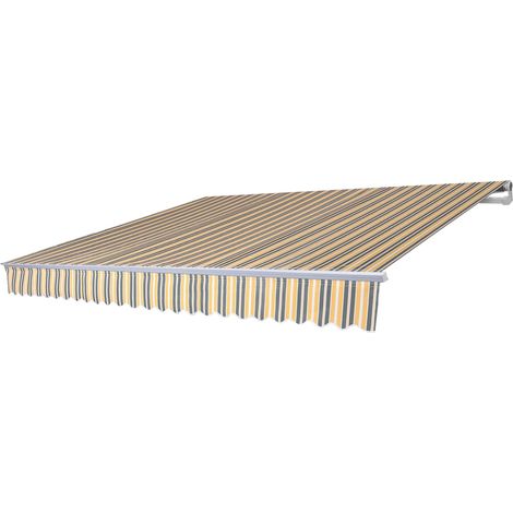 Alu-Markise HHG-954, Gelenkarmmarkise Sonnenschutz 2,5x2m Polyester grau-gelb gestreift (1/5)