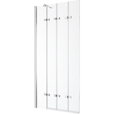 Hudson Reed – Pare-baignoire fixe en verre sécurité 6mm – Transparent – Hauteur 149cm – Pivote à 180° – Profilé en aluminium poli (1/5)