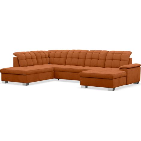 Selsey Jamaal - Wohnlandschaft mit Schlaffunktion und Stauraum, rechtsseitig, Velours hydrophob, kupferfarben (1/5)