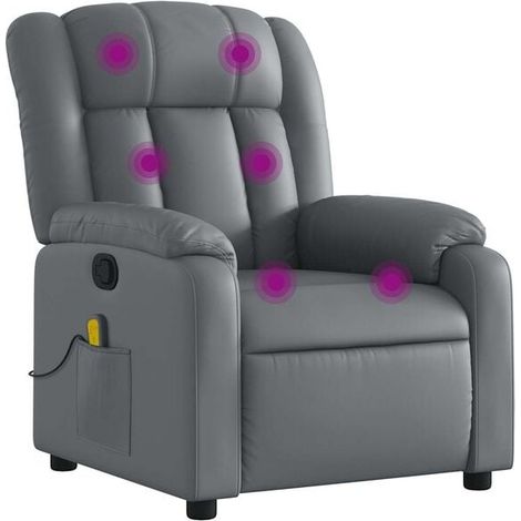 Fauteuil de massage inclinable en similicuir gris (1/5)