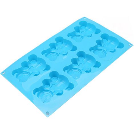 5-teilige Silikon-Keksform mit blauem Cartoon-Bärenmotiv, hitzebeständig, für Schokolade, Süßigkeiten und Kuchen. (1/5)
