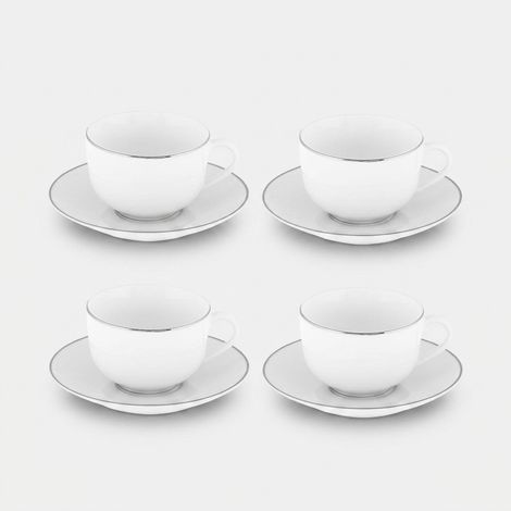 Set 4 tazze da tè in porcellana con piattino Platinum chic (1/3)
