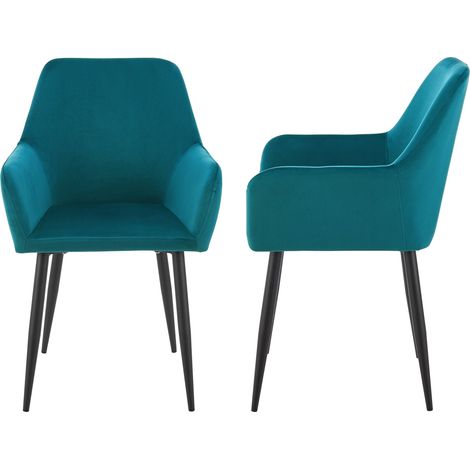 Set di 2 sedie per sala da pranzo 86 x 57 x 56 cm blu turchese 030006727