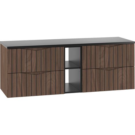 Mueble bajo lavabo 140cm 2 compartimientos encimera Siena madera y negro (1/4)