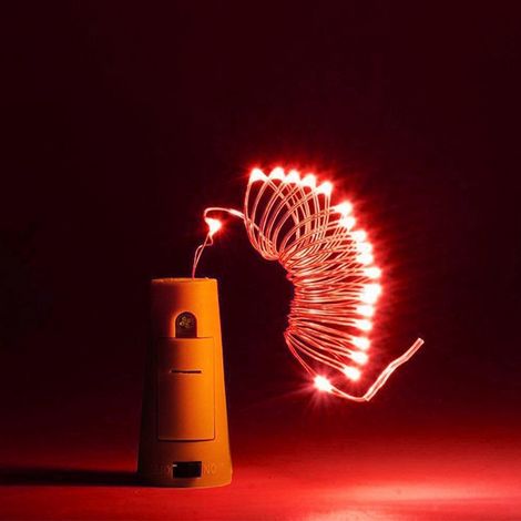 Stringa per bottiglie 2 metri da 20 MicroLed Rosso a batteria Wisdom (1/4)