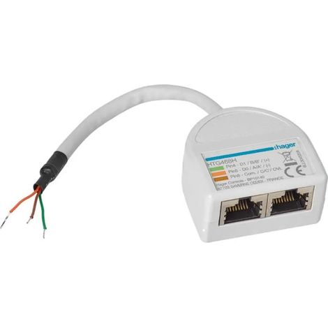 Eclateur de port 1 RJ45 vers 2 RJ45 pour Modbus agardio - HAGER HTG468H