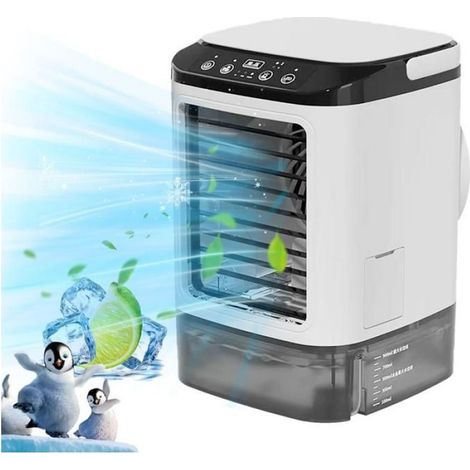 Mini Climatiseur portable 900ML - Rafraîchisseur d'air - 3 vitesses - Feuilles en haut et en bas - silencieux et portable-Veilleuse