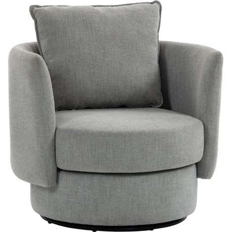 Sillón giratorio de 360° de poliéster gris claro HOMVRA (1/4)