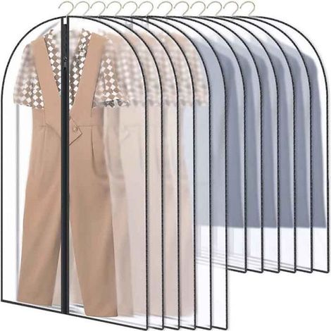 12Pcs Housse pour Costume, Penderie Protection Pliable Sac de Vêtement, Protection Transparentes Anti-poussière Imperméables avec Zi (1/4)