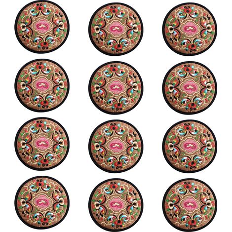 Coaster Tissu - Protection Chaleur Froid Humidité - Décor Ethnique Floral Vintage - Lot de 4 (1/5)