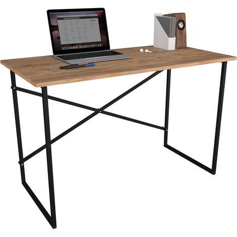 Mesa de trabajo de mesa de trabajo de metal de madera VCM Oficina de oficina Styl Insasi (roble de miel) (1/2)