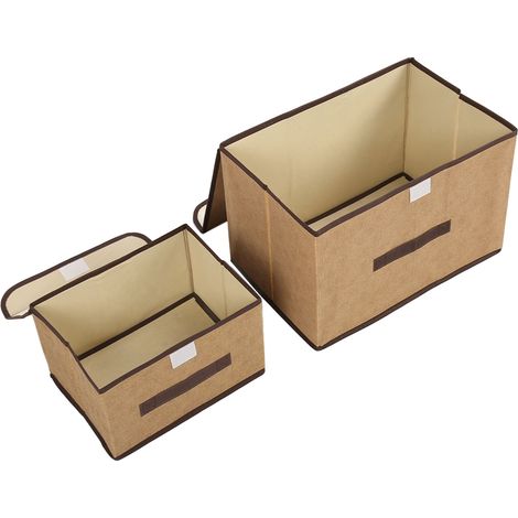 6er-Set faltbare Kleideraufbewahrungsboxen aus Vliesstoff mit Deckel, beige (1/5)