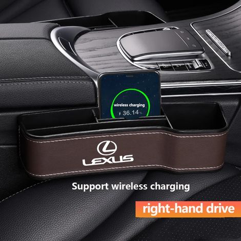 (Recharge sans fil) Boîtes de rangement en cuir haute capacité pour l'espace entre les sièges avant des voitures Lexus NX GX LX LS UX GS IS RX ES 300 350 200 260 NX200 (1/5)