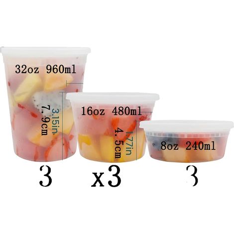 Recipientes para almacenar alimentos, a prueba de fugas, aptos para microondas, paquete de 9 unidades (1/2)