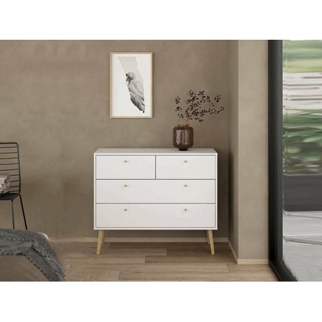 Dmora - Cassettiera Pelagie, Settimino multiuso, Comò camera da letto, Mobile con cassetti, 99x39 h82 cm, Bianco
