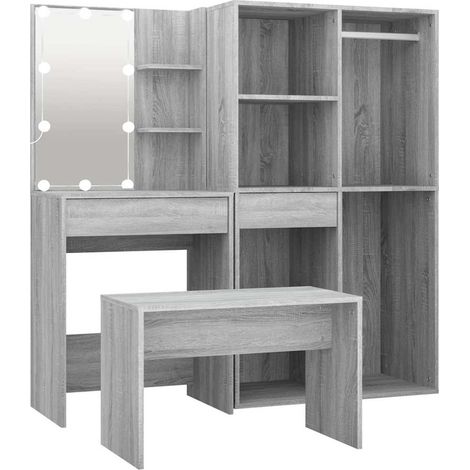 Maison Exclusive - Set Tavolo da Toeletta con LED Grigio Sonoma Legno Multistrato (1/5)