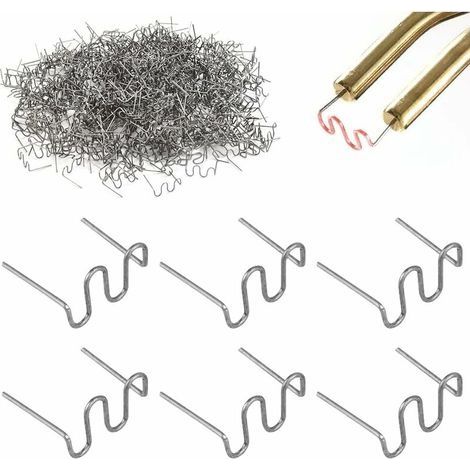 500 Pièces Agrafes Chaudes Métal 0.8mm Agrafe de Soudure Plastique Baguettes de Soudage Agrafe Chaude en Acier au Tungstène Agrafes Reparation Plastique pour Soudage de Carrosserie (1/5)