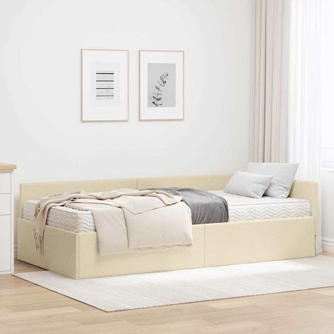 vidaXL Eckbettgestell mit Matratze Sonstiges 2 pcs Creme Stoff (1/5)