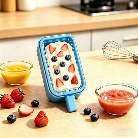 Moule à glace réutilisable en silicone, démoulage facile, bleu (1/5)