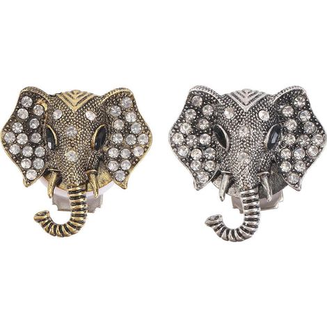 Lot de 2 diffuseurs d'huiles essentielles pour voiture, motif éléphant, strass, à clipser sur la grille d'aération. Décoration intérieure (gris doré, gris anthracite, gris clair).-5.2X4cm