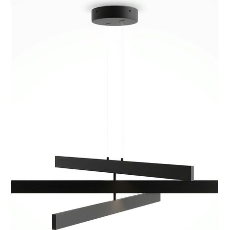 Suspension noire LED – barres origami superposées SALEM (1/2)