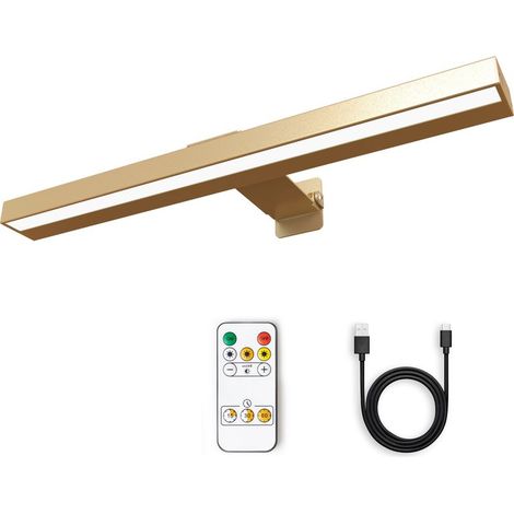 Kabellose LED-Wandleuchte mit Fernbedienung, USB-aufladbar, magnetische Beleuchtung für Bilder, Badezimmer, Spiegel, Schaufenster (Gold 40 cm) (1/5)