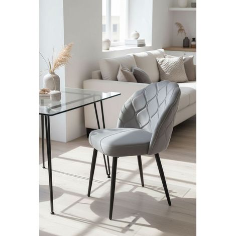 Sillas Comedor - Silla Mirei Black Terciopelo - Gris