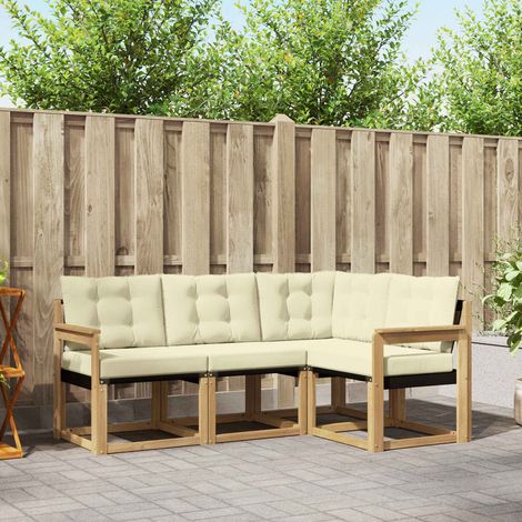 vidaXL Outdoor-Sofagarnitur mit Kissen 4 pcs Weiß und Creme (1/5)