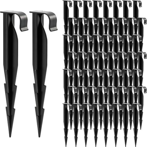 Lot de 60 piquets d'ancrage pour tuyau d'arrosage Piquets de terre pour irrigation, clous de sol avec barbelé, piquets de fixation pour tuyau goutte à goutte, tuyau perlé (1/5)