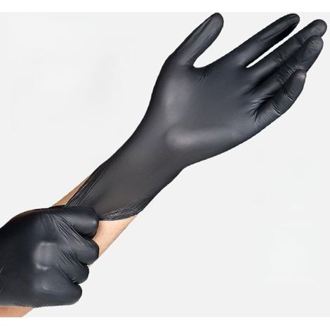 en Nitrile sans Latex, sans Poudre, Résistants à la Déchirure, Résistants à L'usure, de Protection Quotidiens, 100 Pièces, Noirs, Adaptés au Tatouage de Différentes Tailles (L)