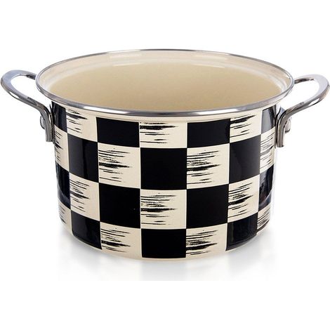 Maceta esmaltada, dise帽o de tablero de ajedrez, 20 cm, 3 l (1/5)